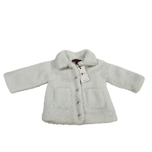 New 7 For All Man Kind Basic Jacket Unisex Baby White 12M Shearling Fleece Coat - Picture 1 of 12