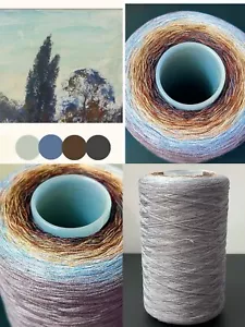 500g Cotton Yarn Ombre Cake Yarn Grey Light Blue Brown 2200 Meters - Picture 1 of 6