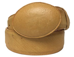 Mens Yellow Smooth Ostrich Exotic Skin Leather Western Rodeo Cowboy Belt Size 34 - Picture 1 of 8