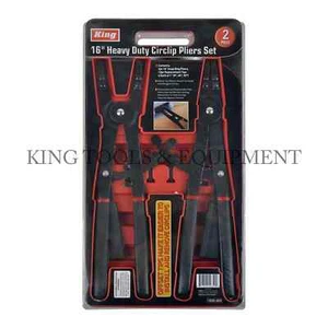 King Tools 2 Pc 16" Internal / External Snap Ring Pliers w/ Replacement Tips - Picture 1 of 1