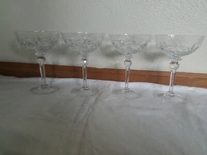 4 Rogaska Gallia Champagne Sherbert Glasses  7 1/8 Inch Tall With Patterned Base - Picture 1 of 5