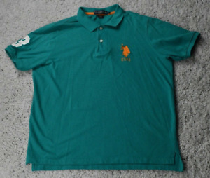 US POLO ASSN Men’s Casual Polo Green Embroidered  Big Pony #3 Shirt Size Lg  D5