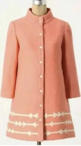 ¡Nuevo! Chaqueta XS Anthropologie Lauren Moffatt Salmón "Abrigo de vestir hacia el este" $280 - Imagen 1 de 12