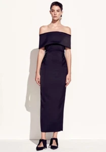 CAMILLA AND MARC Hosta Long Off Shoulder Dress $800 Sz 6 Ink Navy Blue NWOT - Picture 1 of 12