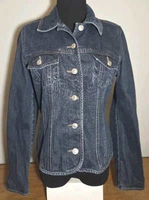 Geoffrey Beene Sport Women's Jean Jacket Size 4 Blue Denim Cotton Dark Wash EUC - Image 1 of 4