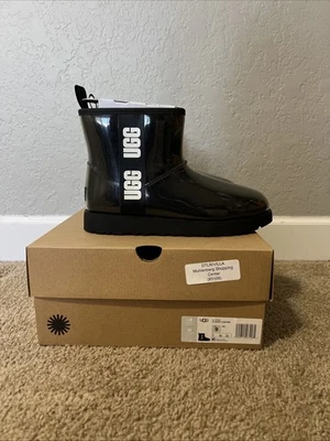 Mini feminino UGG clássico transparente preto (1113190) tamanho 9 novo em folha - Imagem 1 de 4