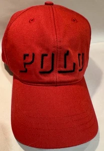 Vintage Red Polo Ralph Lauren Hat, Capital Block Spell Out, Strap Back 1990s - Picture 1 of 11