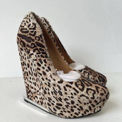 Tacones de cuña L.A.M.B 'Dorothee' pelo de becerro leopardo | Talla 8 | Estampado raro | Platfor Foto 1 de 4