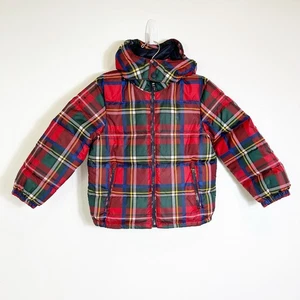 Polo Ralph Lauren Red Plaid Tartan Down Puffer Jacket Coat Youth Boys 5 - Picture 1 of 4