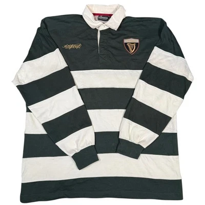 Camisa de Rugby Guinness Mercancía Oficial Manga Larga Verde Blanco Rayas XL Foto 1 de 4