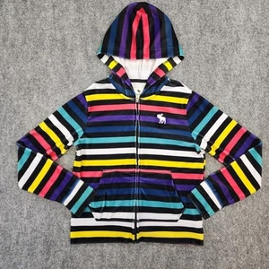 Abercrombie Kids Hoodie Girls 9/10 Striped Full Zip Long Sleeve Active Stretch - Picture 1 of 16