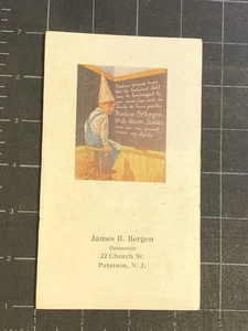 Antique Vintage JAMES BERGEN OPTOMETRIST PATERSON NJ NEW JERSEY Sign Card Advert - Picture 1 of 4
