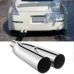 Para Nissan 350Z 19" Largo 2.5" en 3" Salida Doble Explosión Tubos Punta de Escape Inoxidable - Imagen 1 de 14