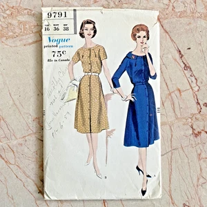 Vogue 9791, 50s Dress Sz 16/36, Cut & COMPLETE, Vintage Sewing Pattern - Picture 1 of 2