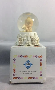 Vintage SFI Snow Globe Baby Girl Boy With A Cross & Grapes - NIB - Picture 1 of 4