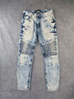 Gs 115 Jeans Youth 14 Blue Denim Moto Slim Fit Acid Wash Outdoors Actual 28X28