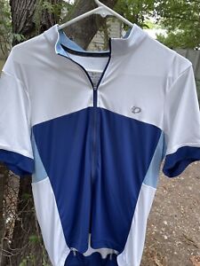 Pearl Izumi ELITE Mens XL White Blue Full Zip Short Sleeve Cycling Jersey