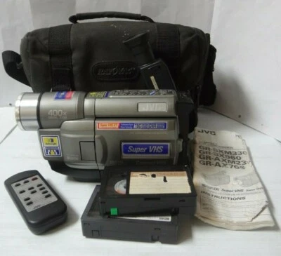 JVC GR-SXM330 S-VHS, VHS-C Analog Camcorder Case & Remote   -25 - Image 1 of 4