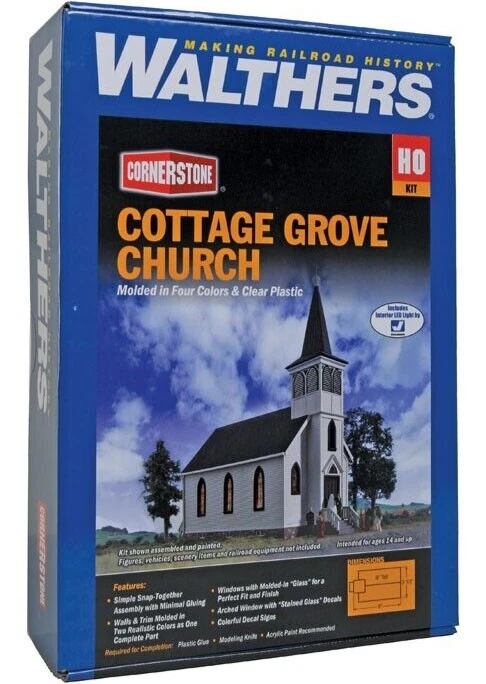 Kit de construcción de iglesia Cottage Grove escala HO Walthers Cornerstone 933-3655 Foto 1 de 1