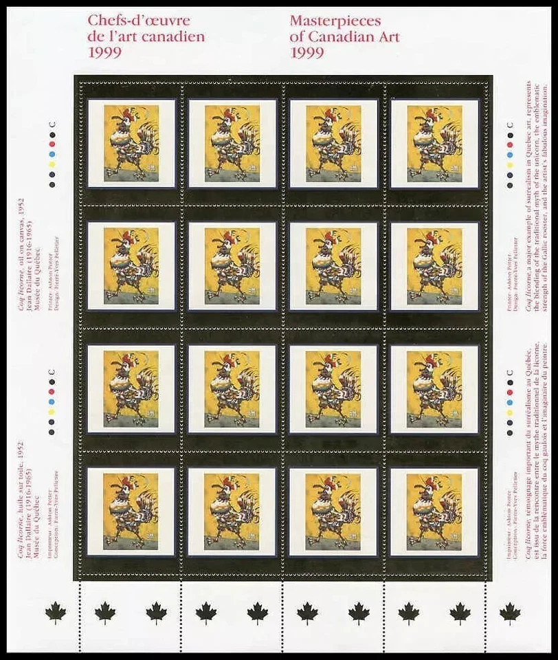 Canada - Scott 1800 - Full Pane of 16 Stamps - Masterpieces of Art - 1999 - Image 1 of 1
