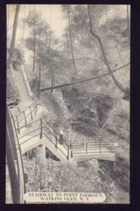 Stairway Point Lookout WATKINS GLEN NEW YORK Vintage Postcard - Picture 1 of 1