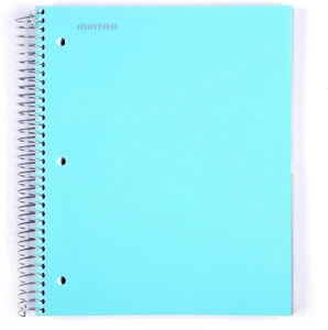 Durable Spiral Notebooks, 5 Subject, (Teal, College Ruled) 1 Pack, 200 Sheets,Po - Picture 1 of 7