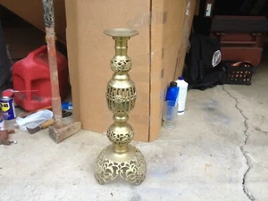 BRASS HOLDER stand statue aged old vintage style heavy sitting brass stand - Picture 1 of 6