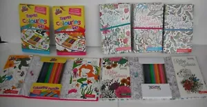 Colour Therapy Adult Kids Colouring Colouring Set,2 Colouring Books &12 Pencils - Picture 1 of 33