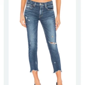 Moussy Vintage Distressed Blue Glendale Chewed Hem Mid Rise Jeans Size 25 - Picture 1 of 11