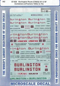 HO 1:87 Microscale 87-836 Burlington Route 24-40' Container Decals 50er-70er - Bild 1 von 1