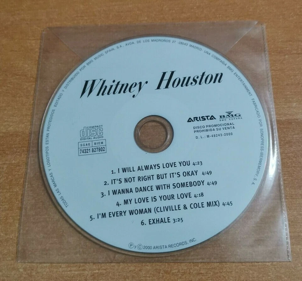 WHITNEY HOUSTON Exhale + My love is your +4 RARE SPAIN PROMO CD SINGLE SAMPLER - Image 1 of 1