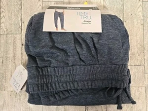 Time & Tru Maternity Jogger Pants XL & 2X Blue Heathered Relaxed Fit NEW - Picture 1 of 10