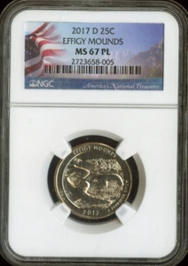 2017-D Effigy Mounds Quarter NGC MS67 PL Auction - Picture 1 of 2