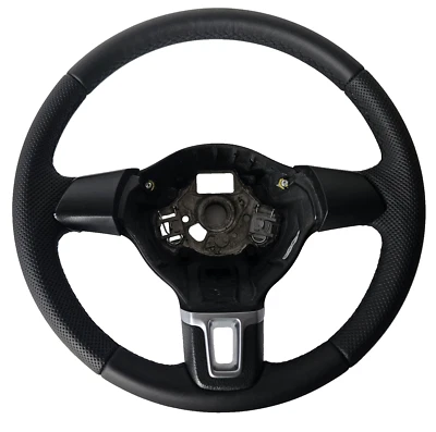 VW Polo V 6R 6C 2009- 2014 Leder Lenkrad schwarze  Naht neu beziehen 6R0419091E - Bild 1 von 4