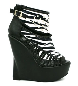 SEÑORAS MUJERES PLATAFORMA CUÑA CREMALLERA PEEP TOE TACÓN ALTO SANDALIAS DE VERANO ZAPATOS - Imagen 1 de 12