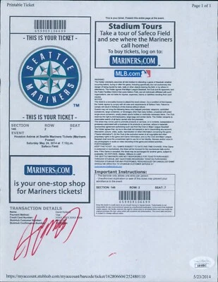 Chris Carter Houston Astros Signed 8.5x11 Paper Ticket JSA Authenticated - Image 1 of 2