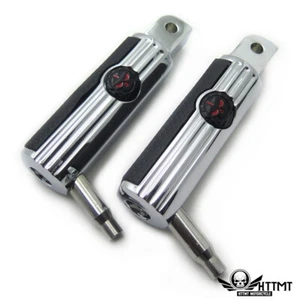 Defiance Footpegs Chrome Gear Skull For Yamaha Road Star Warrior 2002-2009 Front - Picture 1 of 4