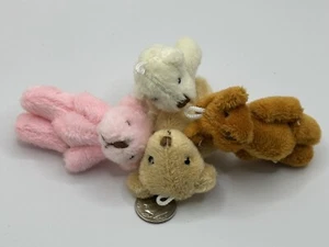 4 Mini Plush Teddy Bears Dollhouse Toy Party Favor Stuffed Animal Doll Crafts - Picture 1 of 8