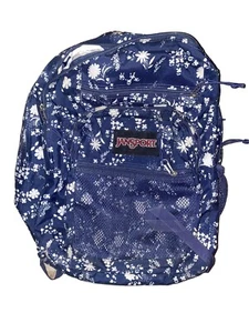 Jansport Big Campus Backpack Navy Field Garden Floral Zip 7 Pocket Laptop Bag - Picture 1 of 9