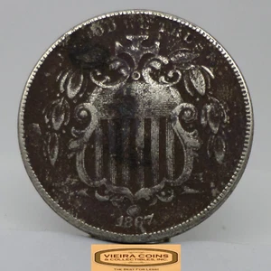1867 Shield Nickel 5 Cents - #C48025NQ - Picture 1 of 2