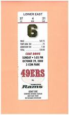 St.Louis Rams at San Francisco 49ers 10-29-2000 FULL ticket NFL Topps Jerry Rice