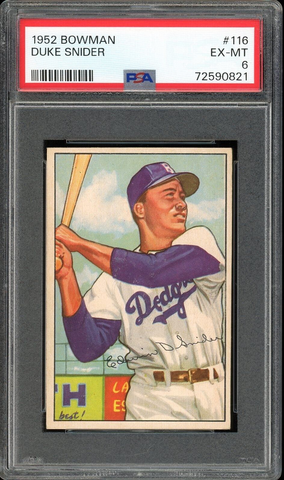 1952 Bowman #116 Duke Snider HOF Brooklyn Dodgers PSA 6 EX-MT