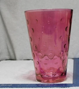 Vaso vintage mirtillo rosso moneta punto impronta pollice 9" x 5,5" splendido - Foto 1 di 6