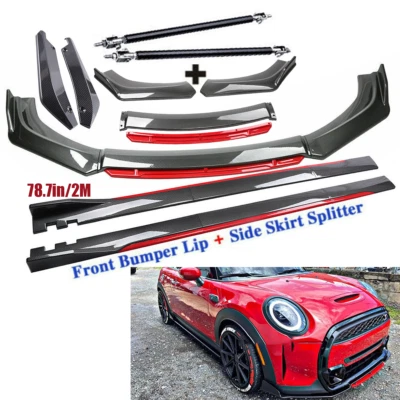 Carbon Fiber Front Bumper Spoiler + Side Skirt Rear For Mini Cooper Countryman S Foto 1 de 4