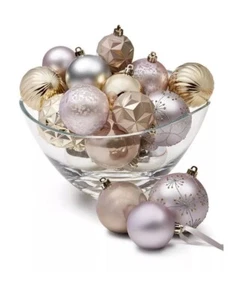 Holiday Lane Shimmer Set of 22 Shatterproof Pink, Grey & Sliver Decor Balls - Picture 1 of 1