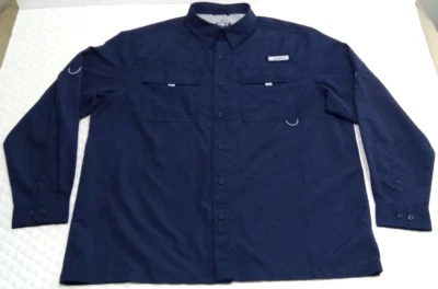 Habit River Guide Men's XL Shirt Fishing UPF 40 Solar Vented Logo Dark Navy Blue - Image 1 of 4