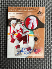 2005 UD SP Game Used Authentic Fabrics Henrik Zetterberg Jersey Patch Auto 1/50