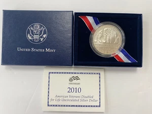 2010-W Disabled For Life American Veterans Silver Commemorative Dollar - Picture 1 of 3