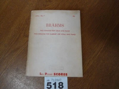 BRAHMS Cello & Piano / Clarinet or Viola & Piano Sonatas - Lea Pocket Score No.7 - Image 1 of 4