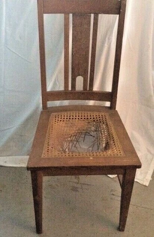 Local Pickup Antique Arts & Crafts Mission Oak Chair w/Cane Seat Home Decor Cover